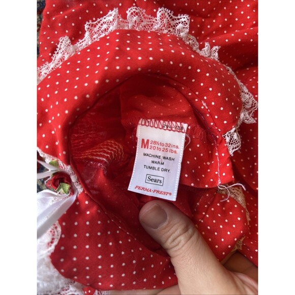 VTG Baby Sears Smocked Red Polka Dot Dress Size Medium (12 months IMO) - Picture 7 of 7